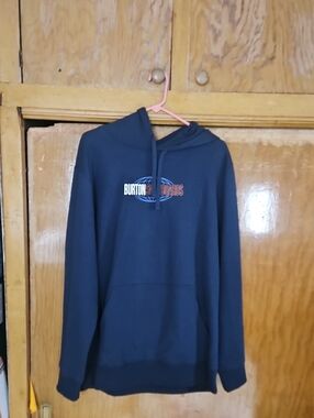Burton Navy Pullover Hoodie with Multicolor Embroidered Chest Logo